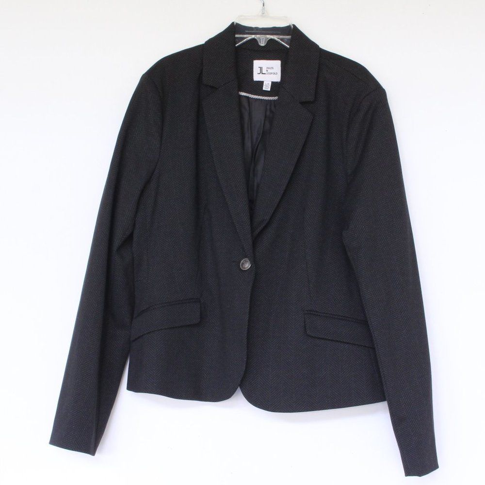 Jules & Leopold Black Classic Single Button Closure Women Blazer Jacket Sz Large